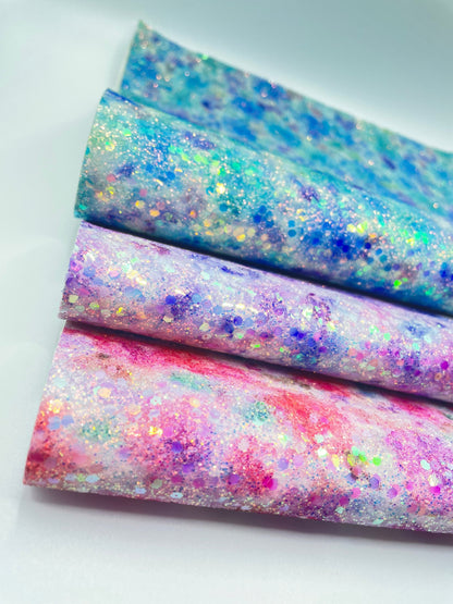 Chunky Glitter Bright Colored Floral faux leather sheets great for bows and earrings TheFabricDude