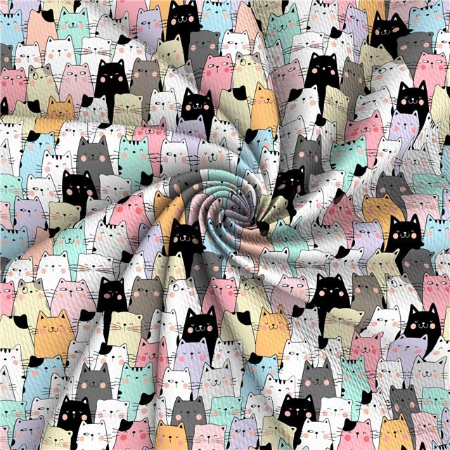 Cat Collage Print Bullet Liverpool Fabric Bows Top Knots Headwraps Babies Bow TheFabricDude