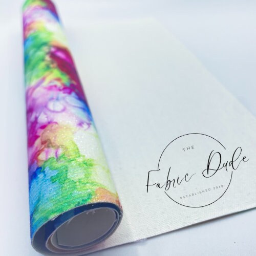 Watercolor Tie Dye fine glitter faux leather sheets great for bows and earrings TheFabricDude