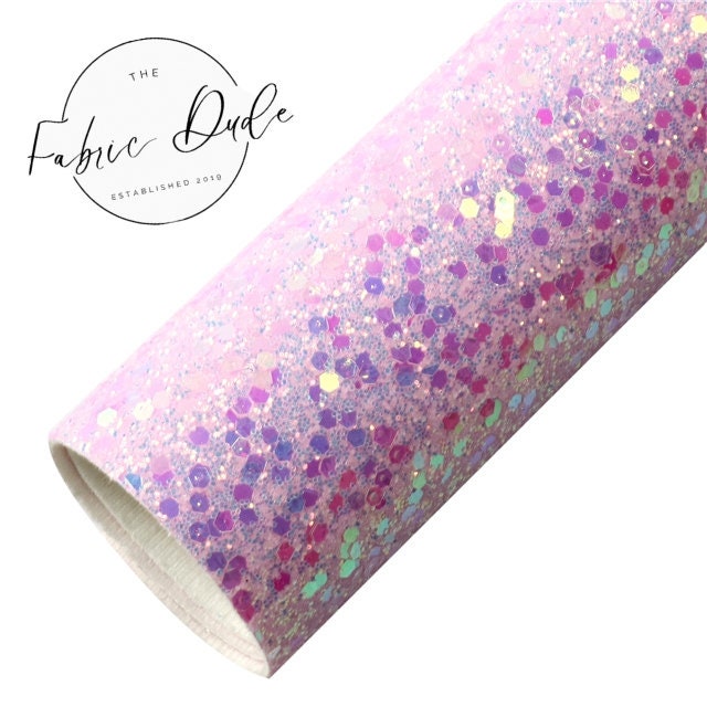 Lilac Pinkish Purple Disco Glitter Chunky Glitter faux leather sheet great for bows and earrings TheFabricDude