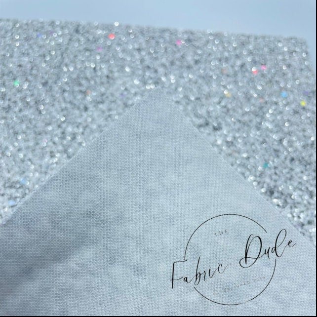 White/Silver/Holographic Chunky Glitter faux leather sheets for bows earrings keychains hair accessories clips shoes bookmarks books wallets