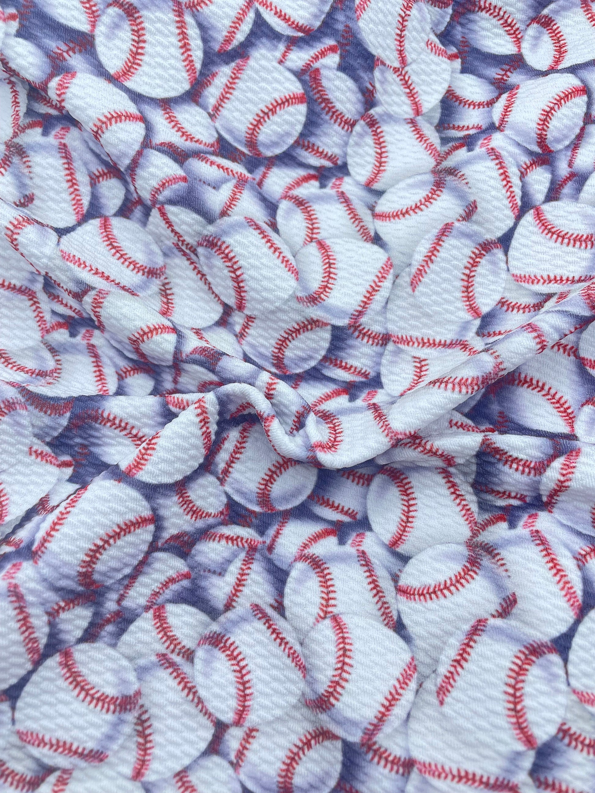 Baseball Sport Print Textured Bullet Liverpool Fabric for bows headwraps topknots headbands bow shops TheFabricDude