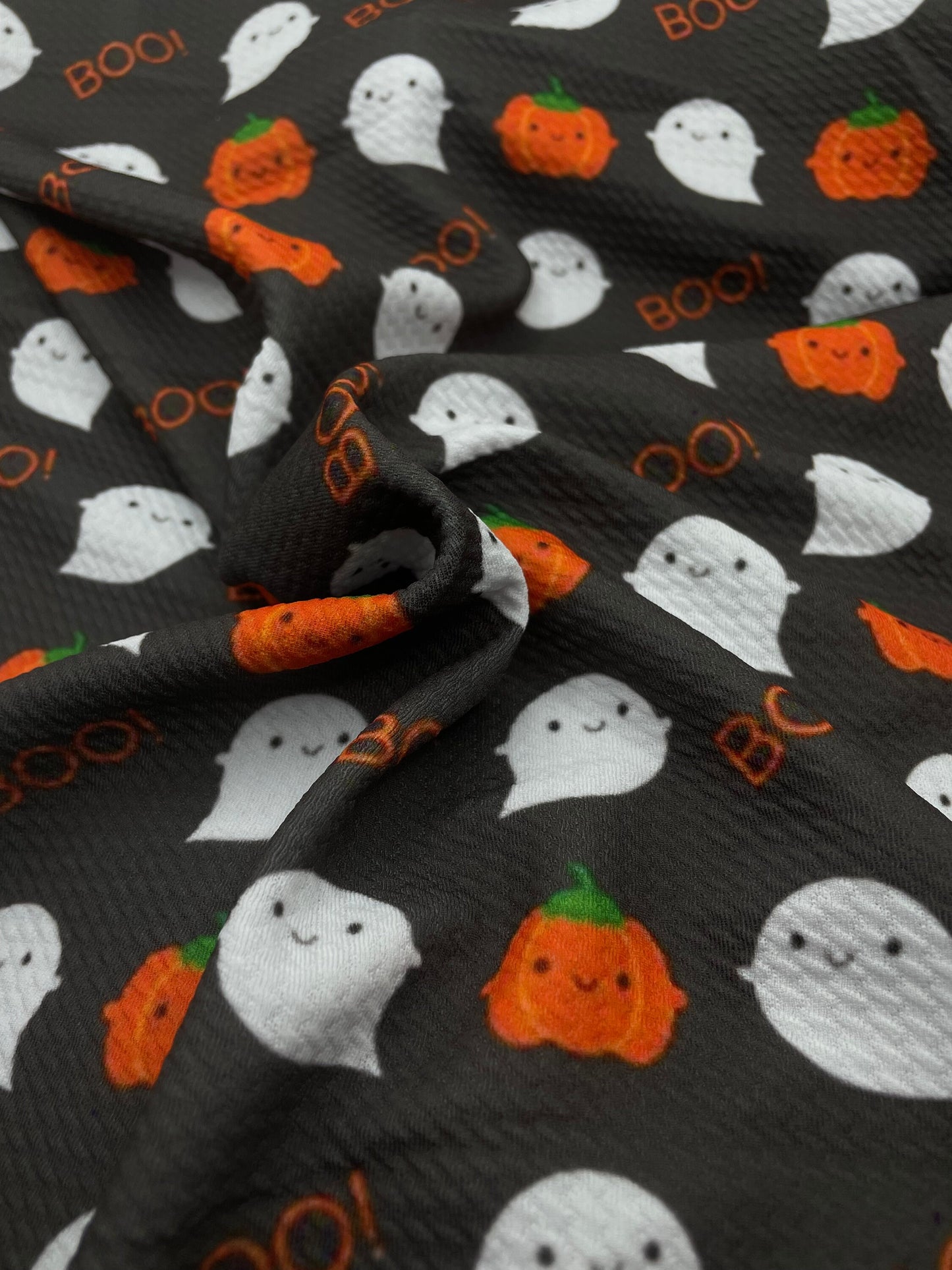Boo Halloween Ghosts Spooky Monsters Demon Print Textured Bullet Liverpool Fabric for bows headwraps topknots headbands bow shops