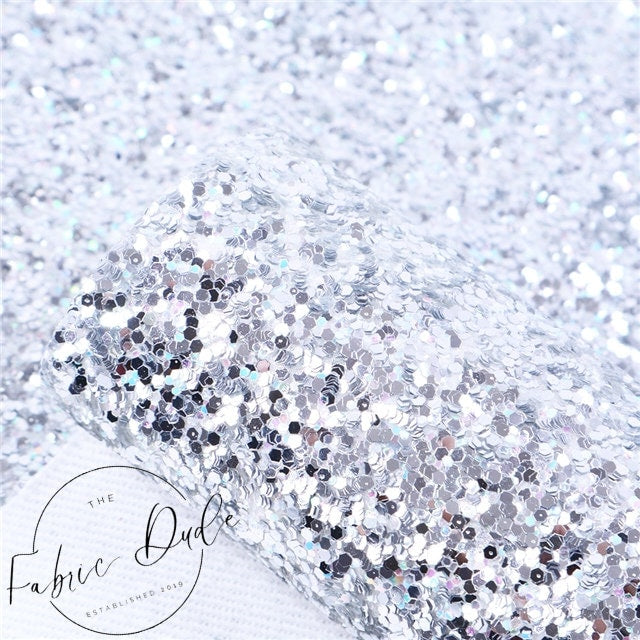 Silver Chunky Glitter with Holographic Chunky Glitter faux leather sheets great for bows and earrings TheFabricDude