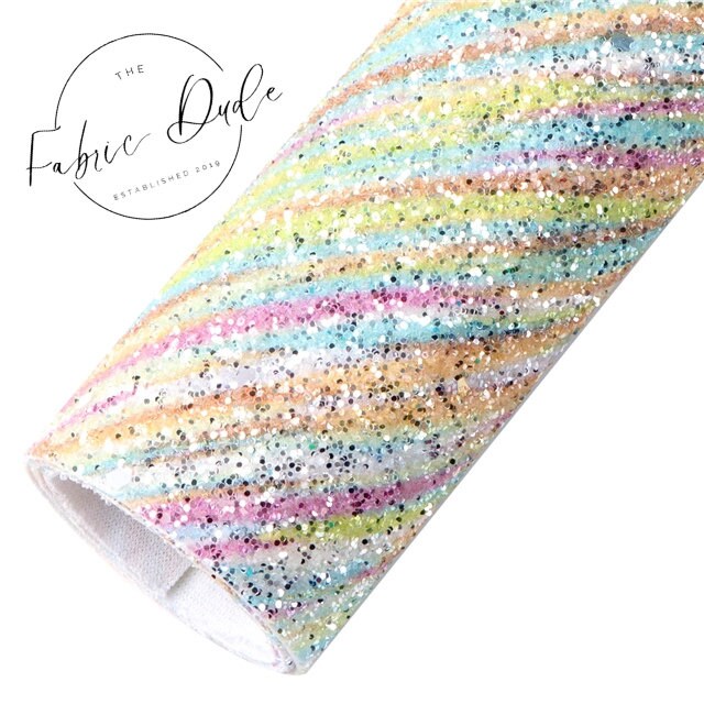 Rainbow Striped Glitter faux leather sheets great for bows and earrings keychains hair accessories clips shoes bookmarks books wallets