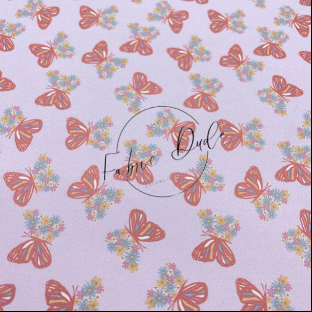 Floral Butterflies Boho Print | SkyyDesignsCo | smooth faux leather sheets great for bows and earrings TheFabricDude