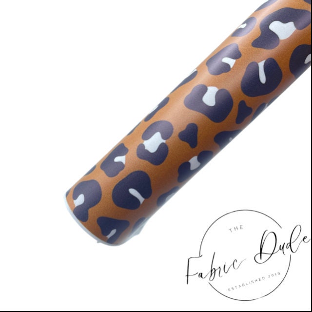 Cheetah/Leopard Neutral Print Smooth Faux Leather Sheet | SkyyDesignsCo | great for bows and earrings | TheFabricDude | Key chain key fob
