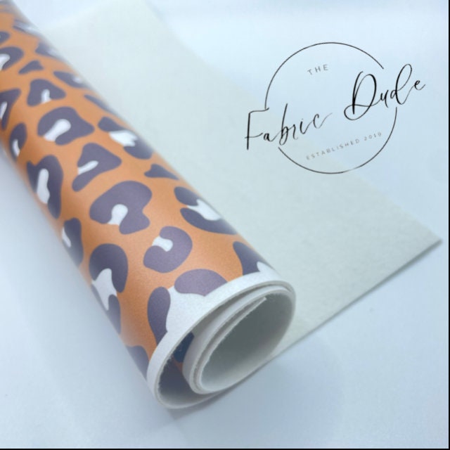 Cheetah/Leopard Neutral Print Smooth Faux Leather Sheet | SkyyDesignsCo | great for bows and earrings | TheFabricDude | Key chain key fob