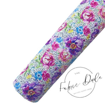Chunky Glitter Speckled Bright Colored Floral faux leather sheets great for bows and earrings TheFabricDude