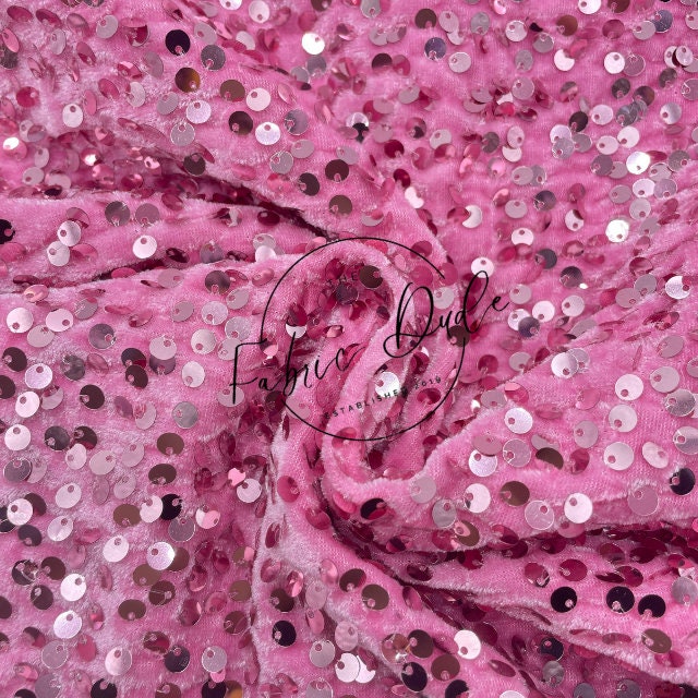 Light Pink Velvet with Pink Sequins Fabric perfect for bow making, headwraps, top knots, turbans, baby girl girl mom baby shower gift