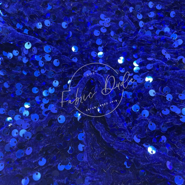 Cobalt Blue with Blue Sequins Fabric perfect for bow making, headwraps, top knots, turbans, baby girl girl mom baby shower gift