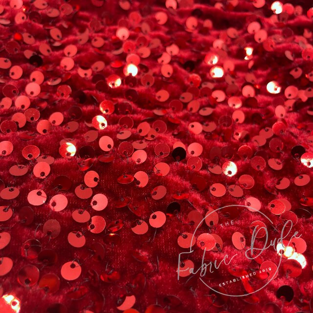 Red with Red Sequins Velvet Fabric perfect for bow making, headwraps, top knots, turbans, baby girl girl mom baby shower gift