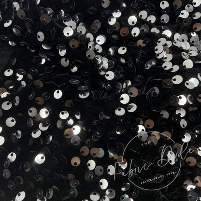 Black with Silver Sequins Velvet Fabric perfect for bow making, headwraps, top knots, turbans, baby girl girl mom baby shower gift
