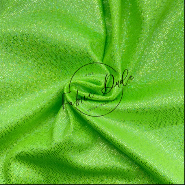 Neon Green Holographic/Shiny Nylon Spandex Mix Stretchy Fabric | Bow making, DIY, Crafts, Clothing Waterproof Fabric | TheFabricDude |