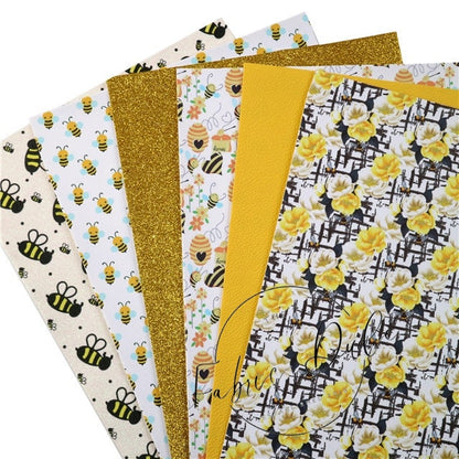 Bee Themed Faux Leather Sheets Chunky Glitter Pack faux leather sheets great for bows and earrings TheFabricDude