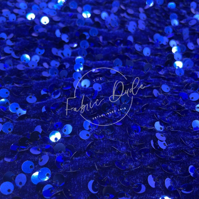 Cobalt Blue with Blue Sequins Fabric perfect for bow making, headwraps, top knots, turbans, baby girl girl mom baby shower gift