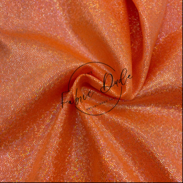 Neon Orange Holographic/Shiny Nylon Spandex Mix Stretchy Fabric | Bow making, DIY, Crafts, Clothing Waterproof Fabric | TheFabricDude |