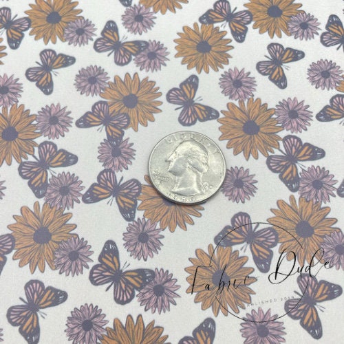 Save The Monarchs Butterfly Print Smooth Faux Leather Sheet | SkyyDesignsCo | great for bows earrings | TheFabricDude | Keychain key fob