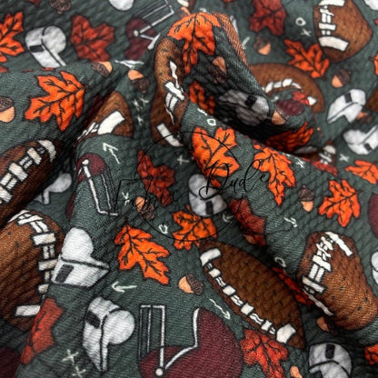 Friday Night Lights Footballs and Leaves Fall | Brittany Frost Designs | Bullet Liverpool Fabric Bows Top Knots Headwraps | TheFabricDude |
