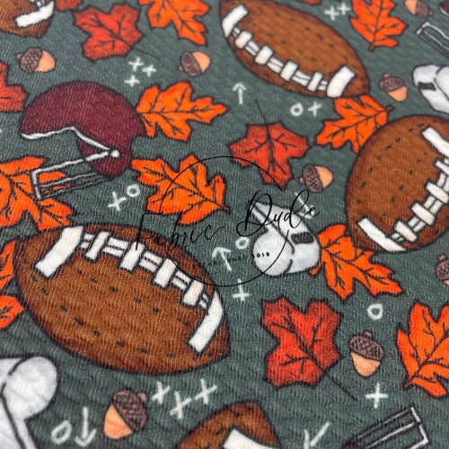 Friday Night Lights Footballs and Leaves Fall | Brittany Frost Designs | Bullet Liverpool Fabric Bows Top Knots Headwraps | TheFabricDude |