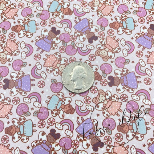 Gumdrop Sugar Plum Fairies Print Smooth Faux Leather Sheet | Brittany Frost | great for bows earrings | TheFabricDude | Key chain key fob
