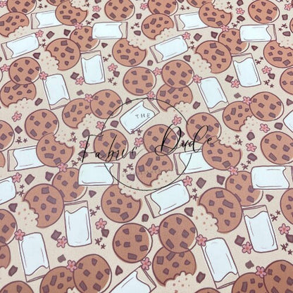 Milk and Cookies Christmas Santa Print Smooth Faux Leather Sheet | Brittany Frost | great for bow earrings | TheFabricDude | Keychain keyfob