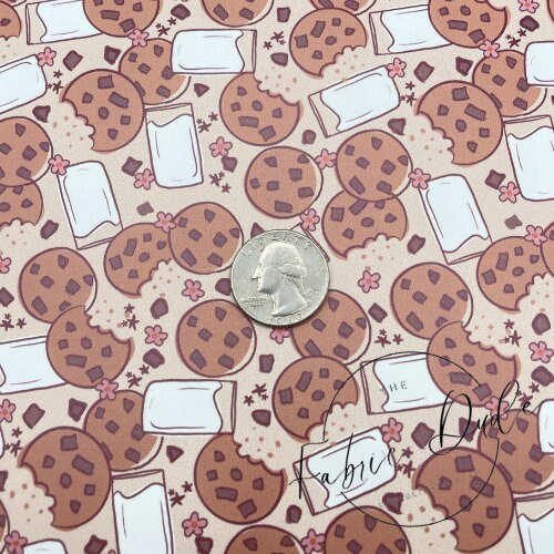 Milk and Cookies Christmas Santa Print Smooth Faux Leather Sheet | Brittany Frost | great for bow earrings | TheFabricDude | Keychain keyfob