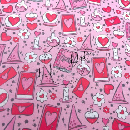 Valentine's Collage Love Spell Print Smooth Faux Leather Sheet | SkyyDesignsCo | great for bow earrings | TheFabricDude | Key chain key fob