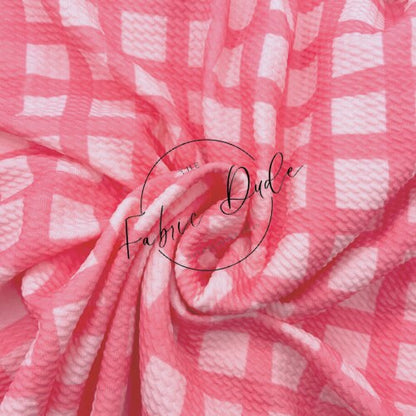 Valentine's Pink Plaid Gingham Checkered Cupid Bow Fabric | Brittany Frost| Bullet Liverpool Fabric Bow Top Knot Headwrap | TheFabricDude |