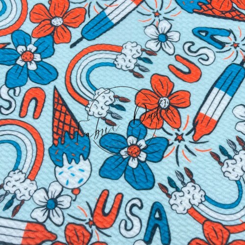 USA Fourth of July Ice Cream Rainbow Summer Flowers | SkyyDesignsCo | Bullet Liverpool Fabric Bows Top Knots Headwraps | TheFabricDude |