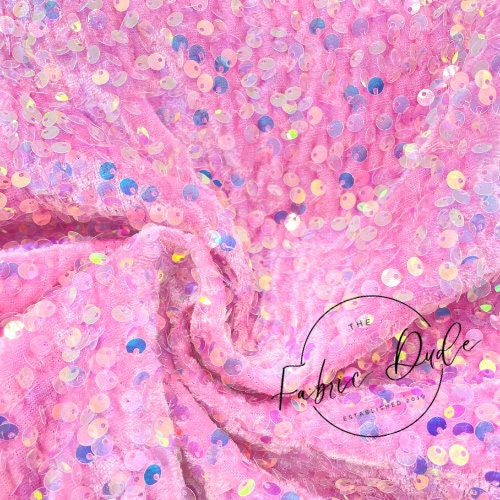 Light Pink Velvet Iridescent Sequin Fabric perfect for bow making, headwraps, top knots, turbans, baby girl girl mom baby shower gift