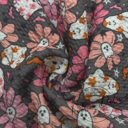 Groovy Halloween Ghosts Colorful Floral Spooky Stars | Brittany Frost | Bullet Liverpool Fabric Bows Top Knots Headwraps | TheFabricDude |