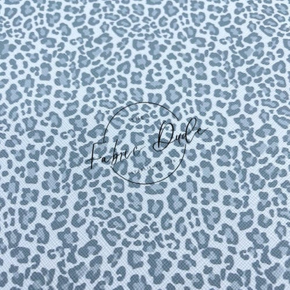 Snow Leopard Cheetah/Leopard Grey Black Print Smooth Faux Leather Sheet | great for bows and earrings | TheFabricDude | Key chain key fob