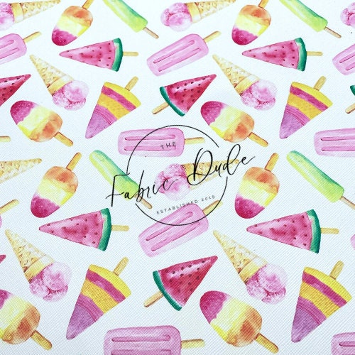 Summer time treats ice cream faux leather sheets great for bows and earrings 4th birthday gift presents fabric shop supply | TheFabricDude |