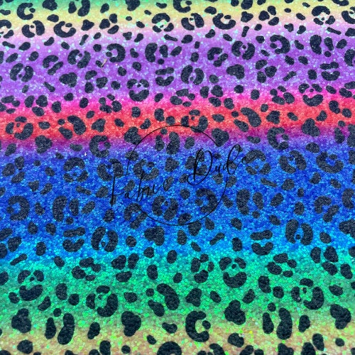 Rainbow Colorful Cheetah Print Chunky Glitter Canvas Backed faux leather sheets Shiny great bows earrings crafts supply shop |TheFabricDude|