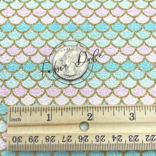 Lilac Aqua Pink Mermaid Print Chunky Glitter Canvas Backed faux leather sheets Shiny great bows earrings crafts supply shop |TheFabricDude|