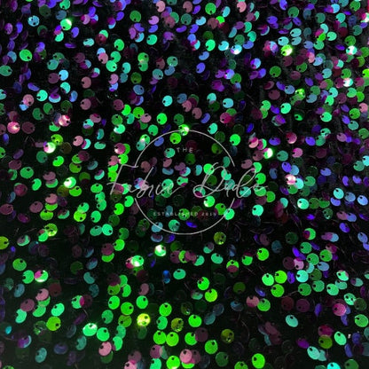 Black with Purple Green Mix Sequins Velvet Fabric perfect for bow making, headwraps, top knots turbans, baby girl girl mom | TheFabricDude |